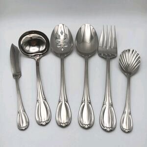Gorham Westbrook 6 Piece Serving Hostess Set Glossy Stainless 18/8 Flatware NOS